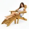 Buy Adirondack long Chair + Footrest Wood Outdoor Furniture Set - Anela Red 60009 at MyFaktory